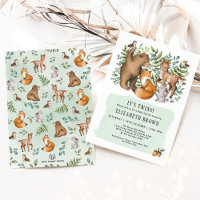 Forêt Fable Bois Animaux Jumeaux Baby shower