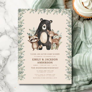 Invitation Forêt forestière Animaux Couples Baby shower
