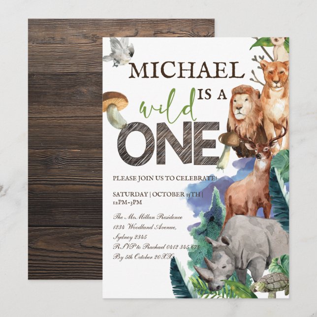 Invitation Forêt forestière Animaux sauvages (Devant / Derrière)