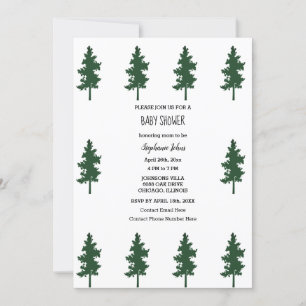 Invitation Forêt forestière arbres verts Baby shower mignon