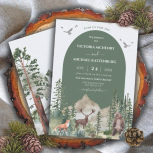 Invitation Forêt forestière de montagne Animaux Arc Mariage