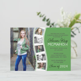 Invitation Forêt Green & White Filmstrip 6 Diplôme photo