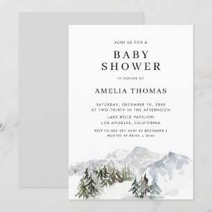 Invitation Forêt hivernale de neige Baby shower boisé