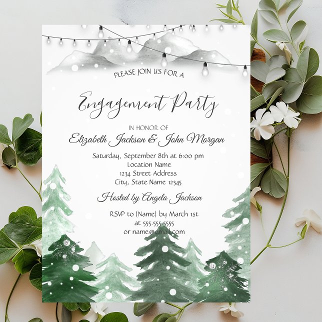 Invitation Forêt merveilleuse d'hiver, Lumières de mariage (Créateur téléchargé)
