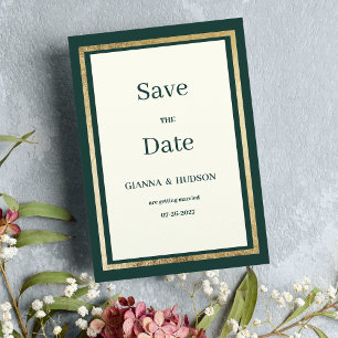 Invitation Forêt minimaliste d'ivoire vert Enregistrer la dat