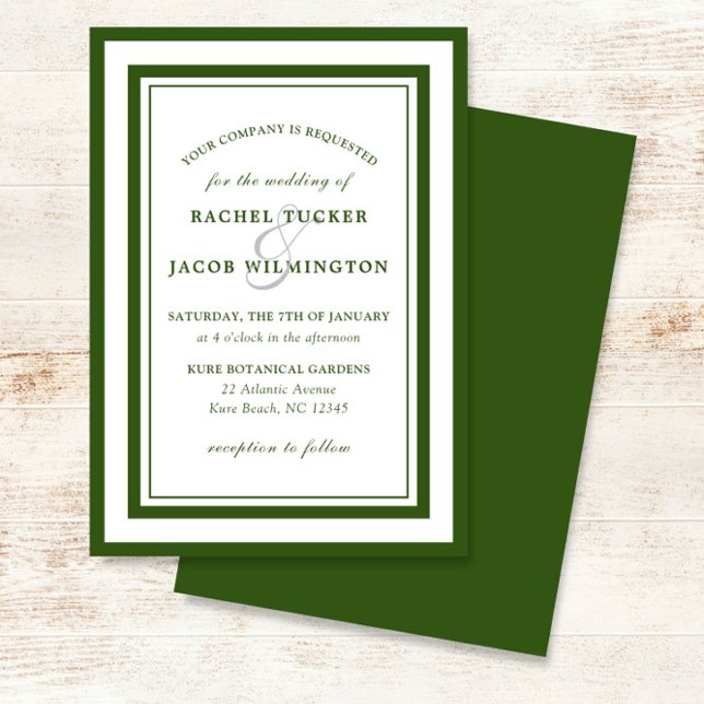 Invitation Forêt moderne Bordure verte Mariage simple (Créateur téléchargé)