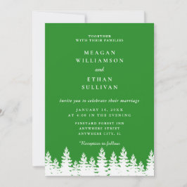Invitation Forêt moderne Élégante Vert Blanc Mariage d'hiver
