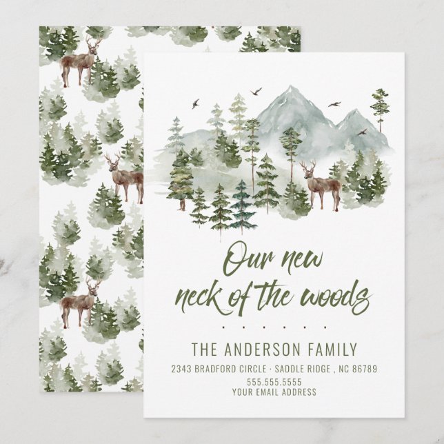 Invitation Forêt Notre nouveau cou des arbres des bois qui bo (Devant / Derrière)