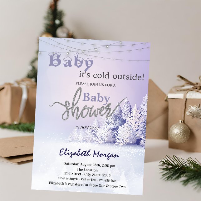 Invitation Forêt paysagère d'hiver Violet (Créateur téléchargé)