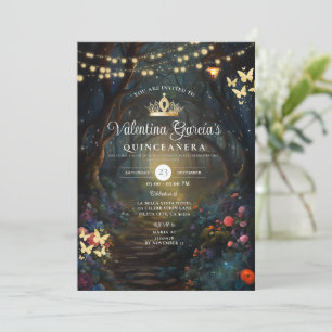 Invitation Forêt Quinceañera 15 Anos Fleurs Or