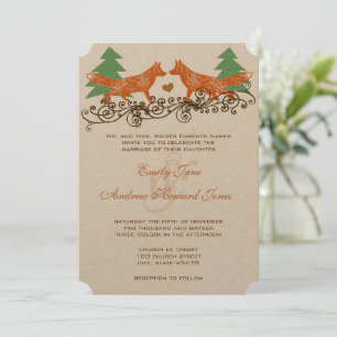 Invitation Forêt romantique Foxes Woodsy Mariage