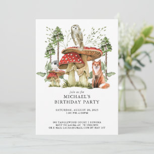 Invitation Forêt rustique Bois Animaux Anniversaire
