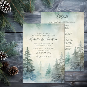 Invitation Forêt Rustique De Pins D'Hiver Tout En Un Mariage