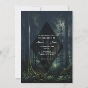 Invitation Forêt sombre au mariage crépusculaire