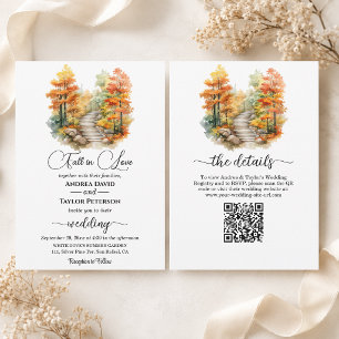 Invitation Forêt Tomber en Amour en Automne Tout en Un Mariag