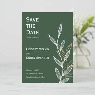 Invitation Forêt verte et feuille d'or mariage Enregistrer la