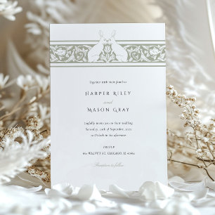 Invitation Forêt Whimsèque Thème Mariage Rabbit Motif