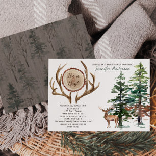 Invitation Forêt Woodland Pays Deer Antler Baby shower