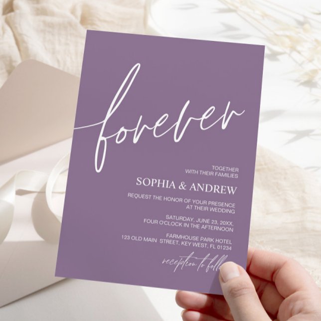 Invitation Forever Love Dusty violet minimaliste Mariage (Créateur téléchargé)