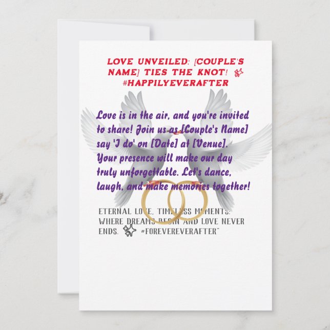 Invitation Forever Unveiled : Le Mariage Bliss de [Nom du cou (Dos)