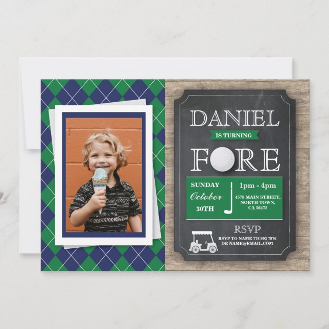 Invitation FORF Four Golf 4 Anniversaire de la fête Photo (Devant)