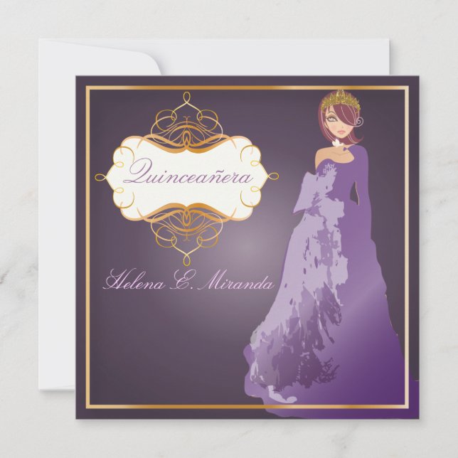 Invitation Forma Quinceañera/prune (Devant)