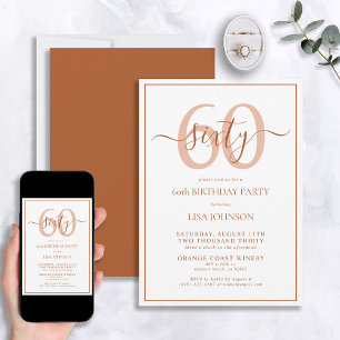 Invitation Formal 60e anniversaire Terracotta Classic Script