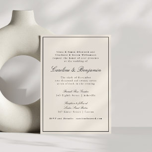 Invitation Formal Classic Bordure Script élégant Mariage ivoi