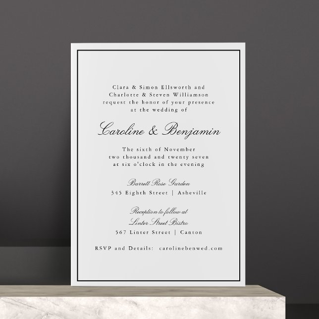 Invitation Formal Classic Bordure Script élégant Mariage RSVP (Créateur téléchargé)