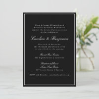 Formal Classic Noir Script élégant Mariage RSVP