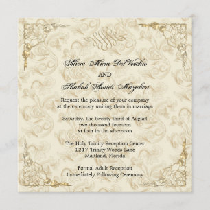 Invitation Formal Elegant Gold Accent Floral Maria