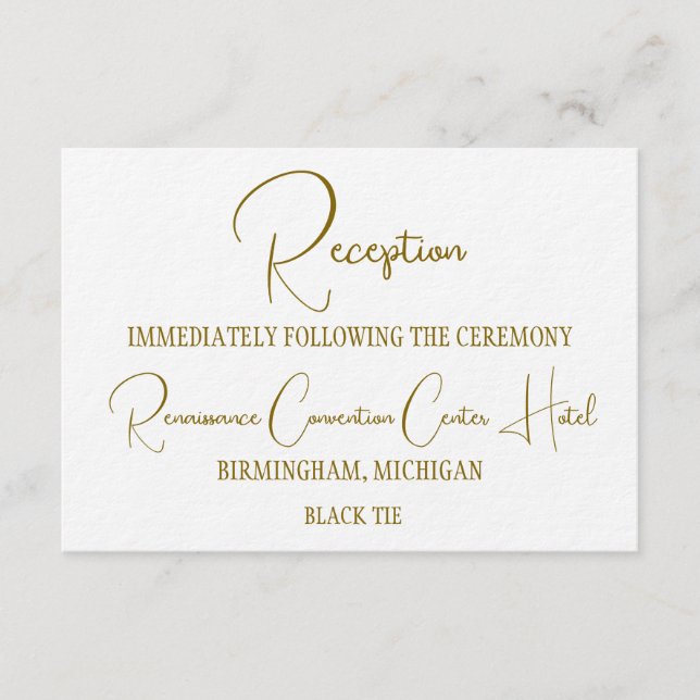 Invitation Formal Gold Black Tie Wedding Reception  (Devant)