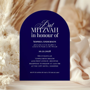 Invitation Forme d'arche Orthographe BRITANNIQUE Bat Mitzvah 