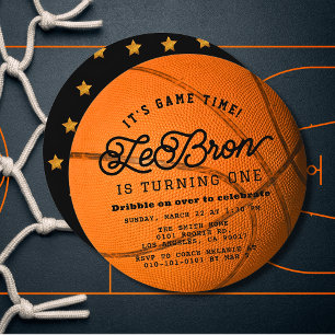 Invitation Forme de basketball Garçon 1er anniversaire Cercle