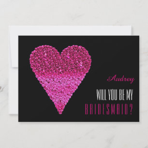 Invitation Forme de coeur rose Serez-vous ma servante d'honne