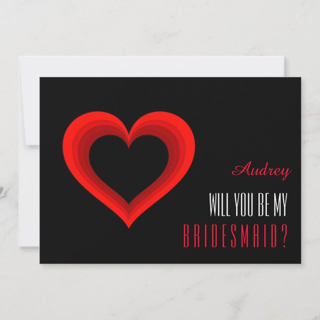 Invitation Forme de coeur rouge Serez-vous ma demoiselle d'ho (Devant)