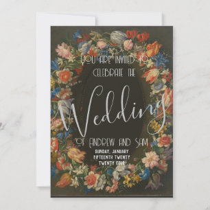 Invitation Forme florale épaisse Art Vintage Jan Brueghel