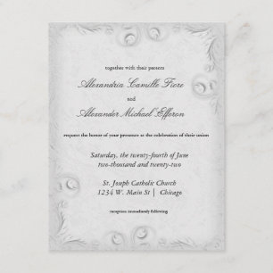 Invitation formel argenté élégant de mariage de