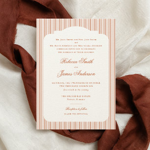Invitation Formel Elegant Classic Rust Orange Stripes Mariage
