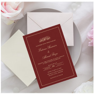 Invitation Formel minimal Bourgogne or Mariage musulman