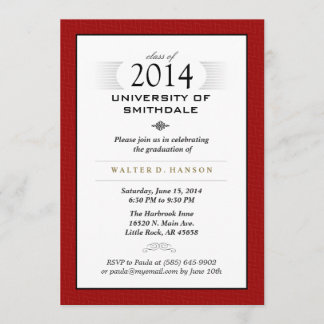 Invitation formel noir et blanc rouge de fête de