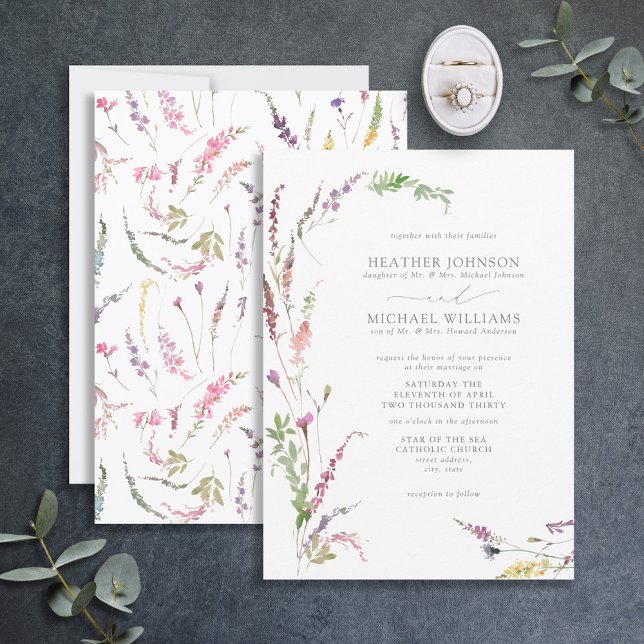 Invitation Formel tendance élégant Fleur sauvage Floral Maria (Créateur téléchargé)