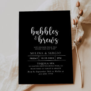 Invitation Formelle Black White Bubbles & Brews Bridal douche