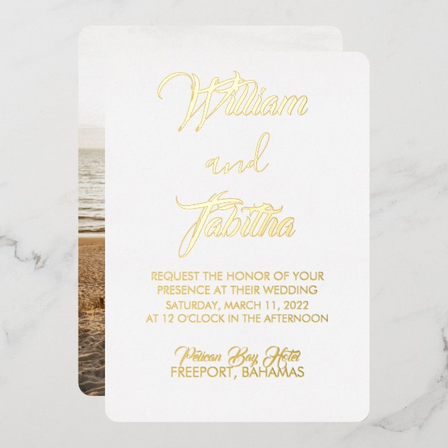 Invitation Formelle Élégante Mariage Foil (Recto/Verso)