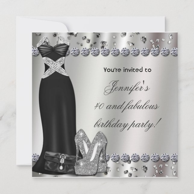Invitation Formelle Robe Noire Argent talons de fête Invitati (Devant)