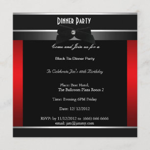 Invitation Formelle Soirée d'Anniversaire en Noir 
