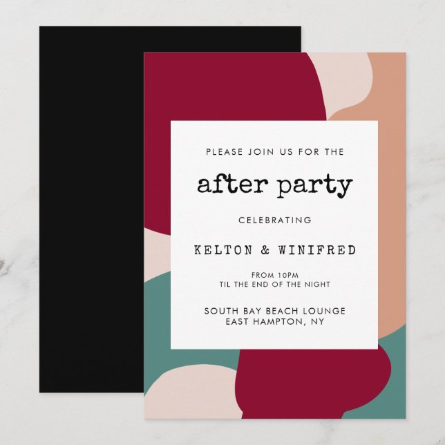 Invitation formes Abstraites contemporaines après fêtes (Devant / Derrière)
