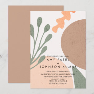 Invitation Formes Abstraites de Ton Terreux Moderne pour Mari