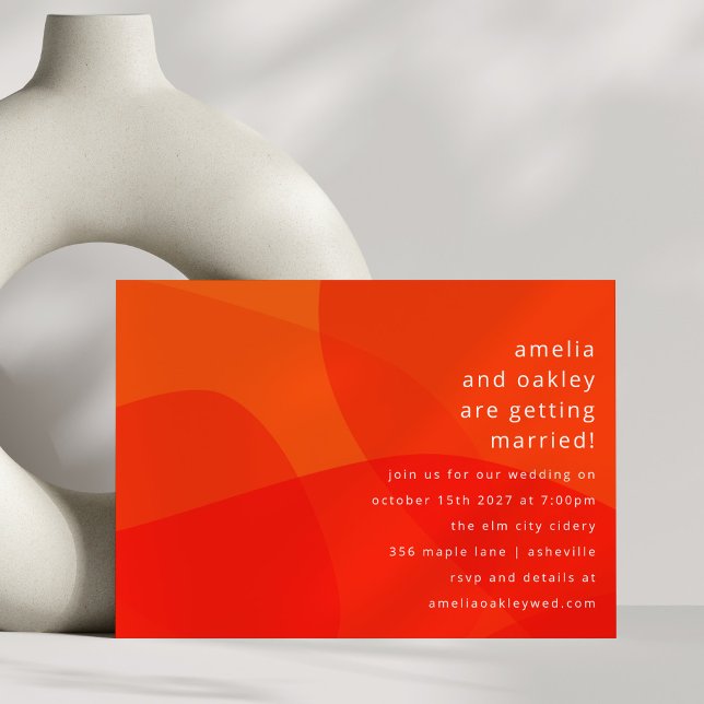 Invitation Formes Abstraites modernes Orange Bold Mariage uni (Créateur téléchargé)