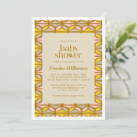 Formes Abstraites Motif rose Baby shower jaune